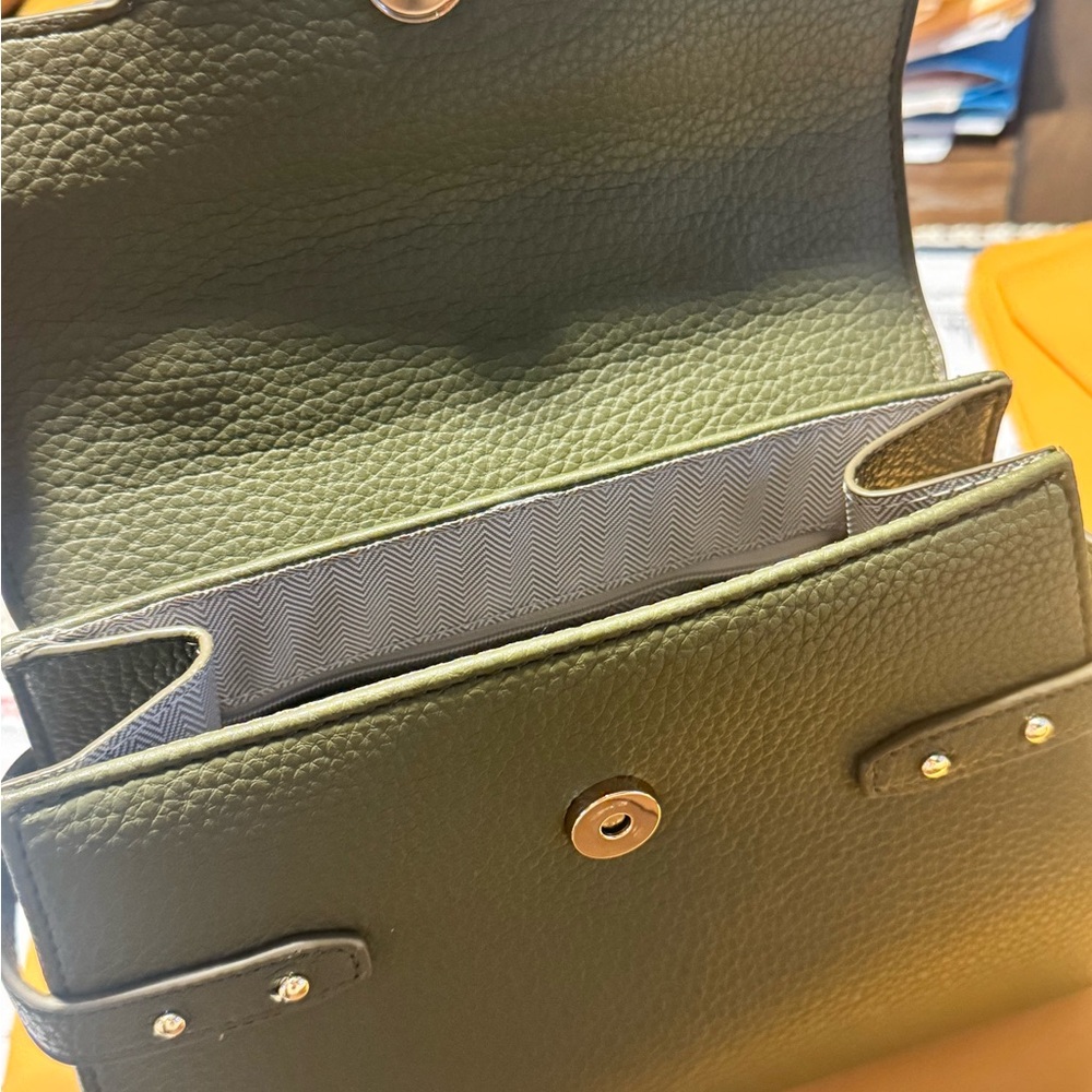 Ello Structured Olive Green Satchel with Gold-Tone Lock and Hardware. - Picture 8 of 8